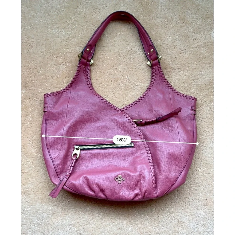 orYANY Pink Leather Hobo Shoulder Barbiecore Classic Textured Top Zip Tassel Y2K